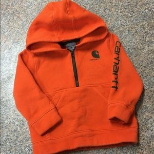 Carhartt orange green logo half zip hoodie sz 2t